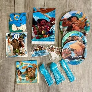 Moana Kids Blue Party Tableware Set - Birthday Supplies